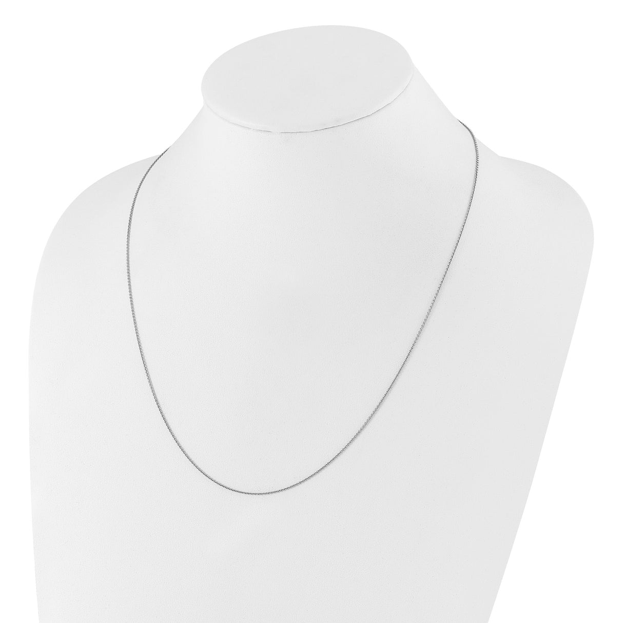 925 White Gold 0.95 mm Polished Chain Necklace detail view