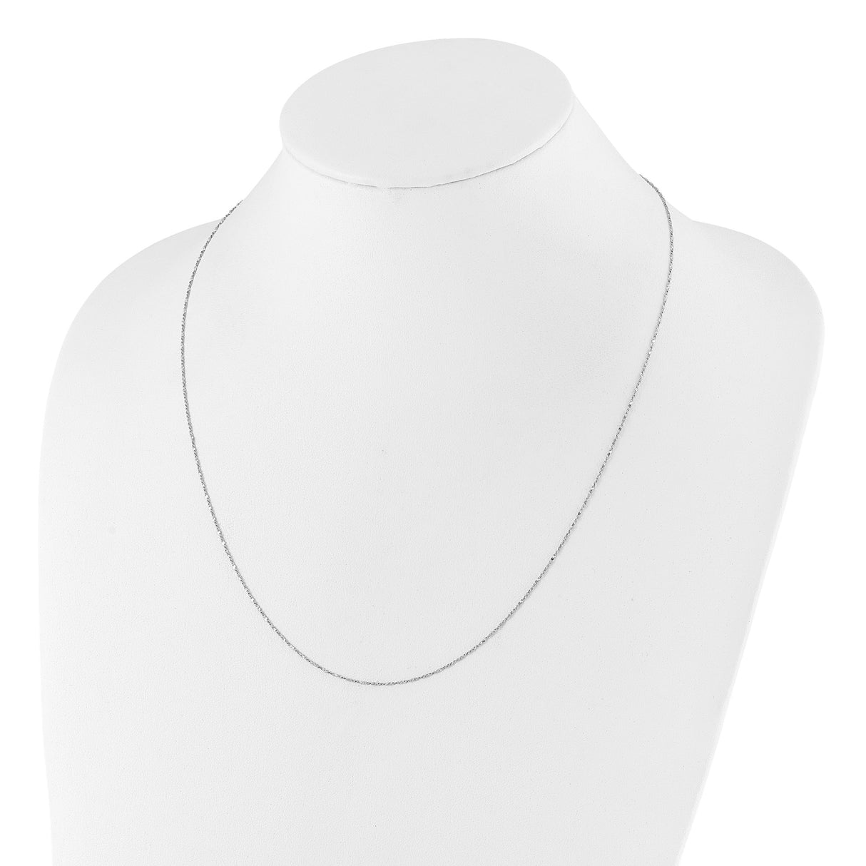 925 White Gold 0.95 mm Singapore Chain Necklace, Polished detail view