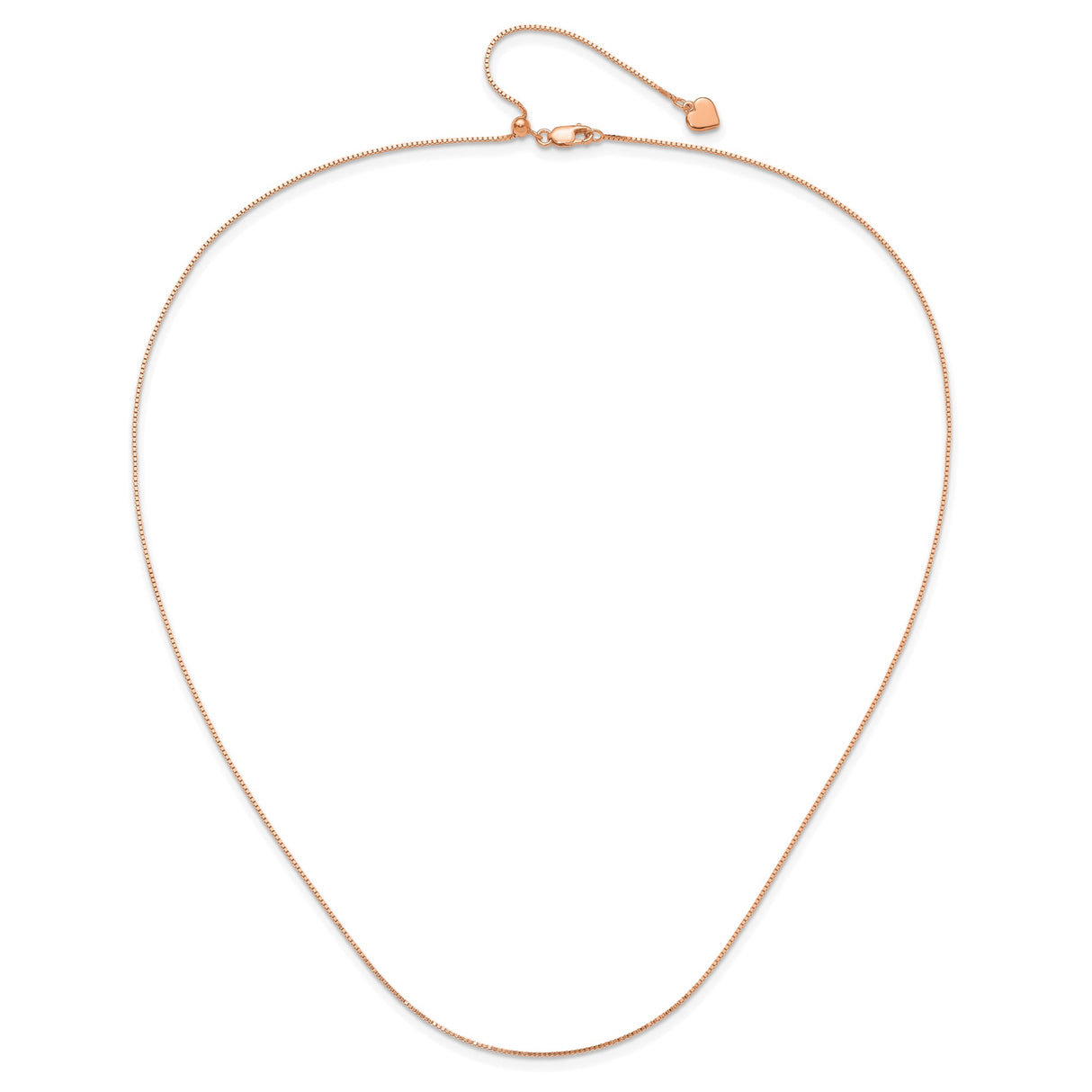 925 Rose Gold 0.85 mm Box Chain Necklace alternate angle
