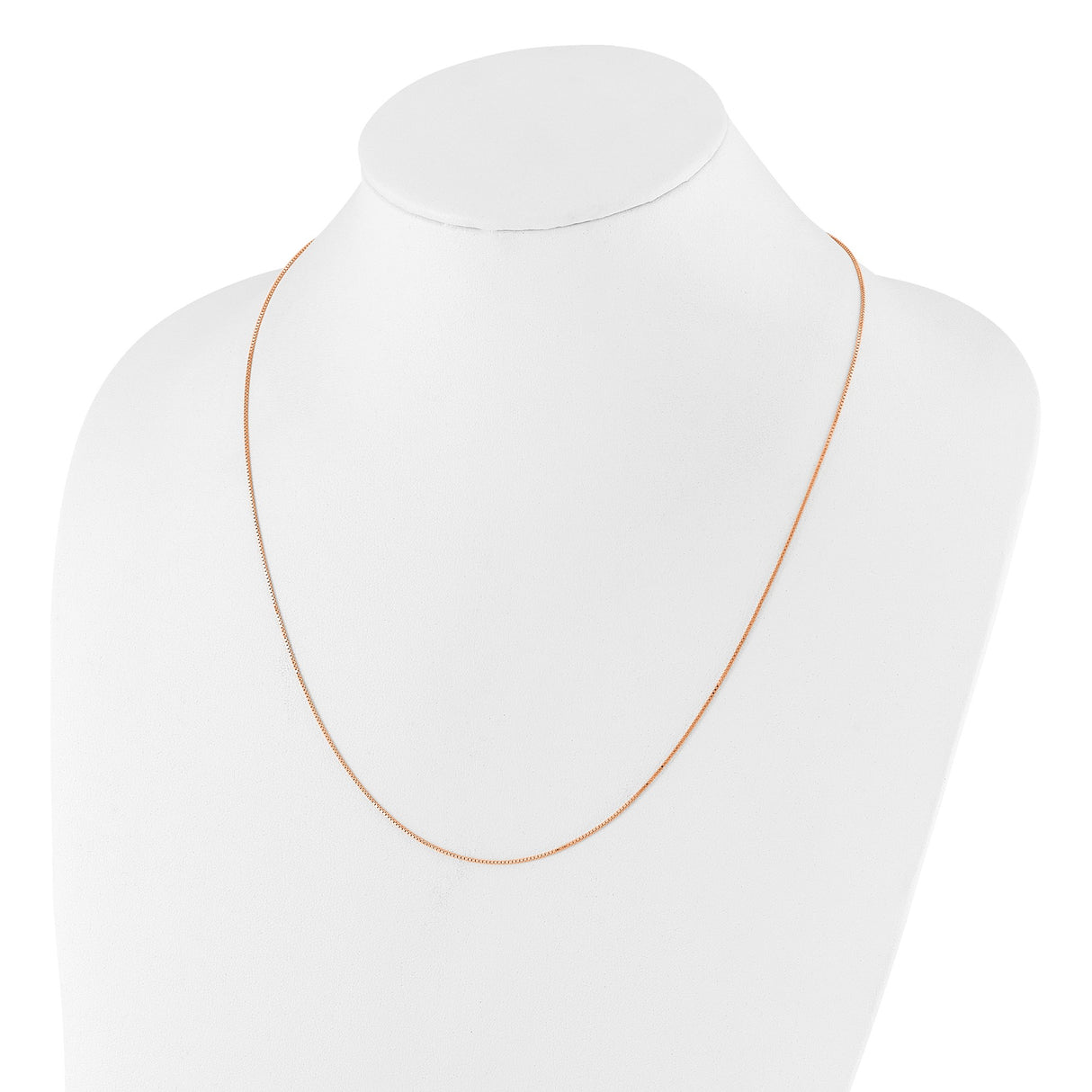 925 Rose Gold 0.85 mm Box Chain Necklace detail view