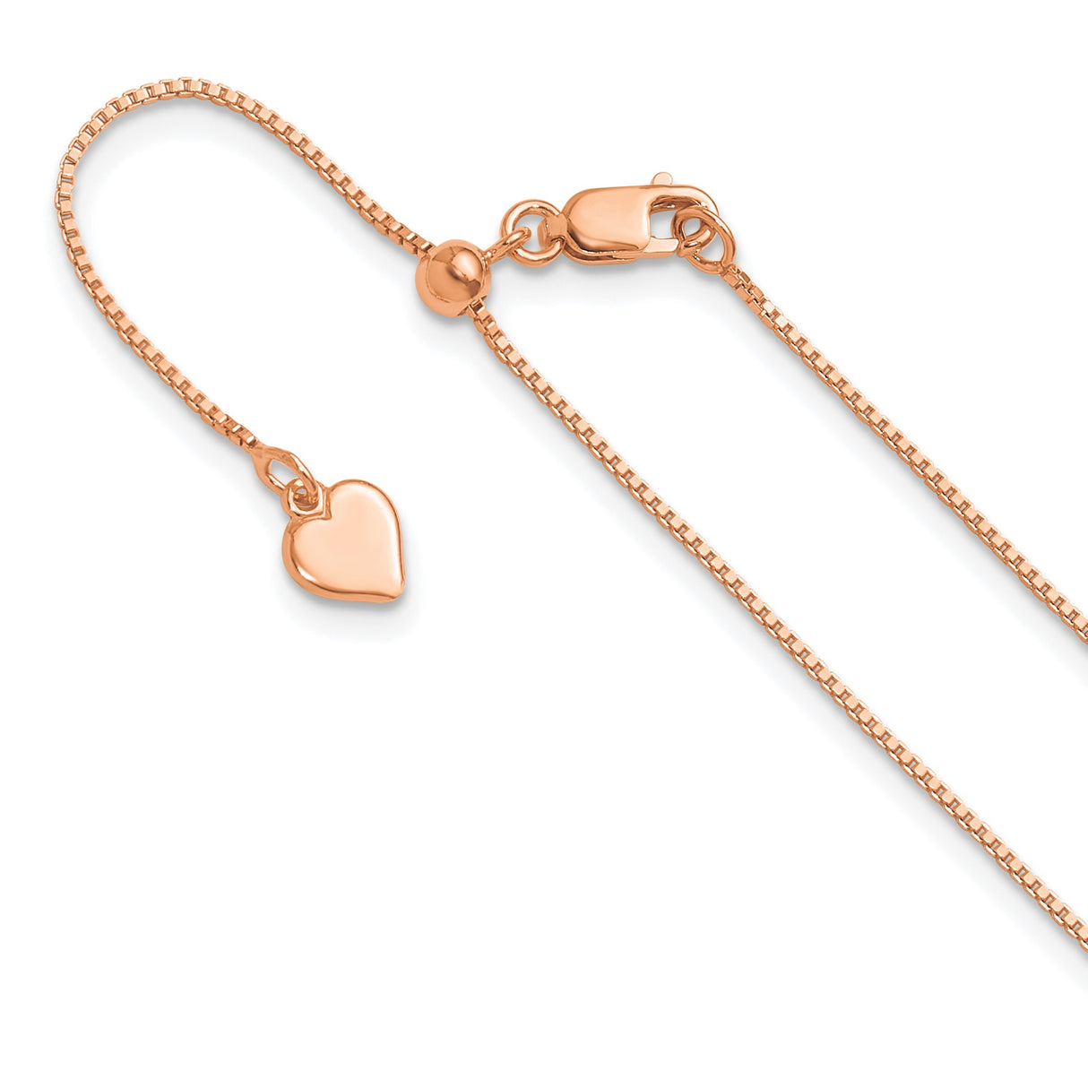 925 Rose Gold 0.85 mm Box Chain Necklace detail view