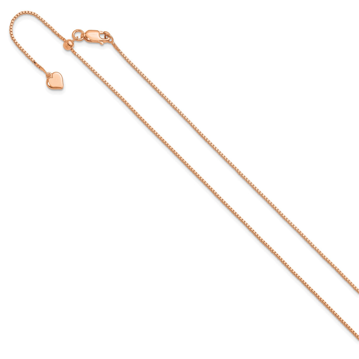 925 Rose Gold 0.95 mm Box Chain Necklace