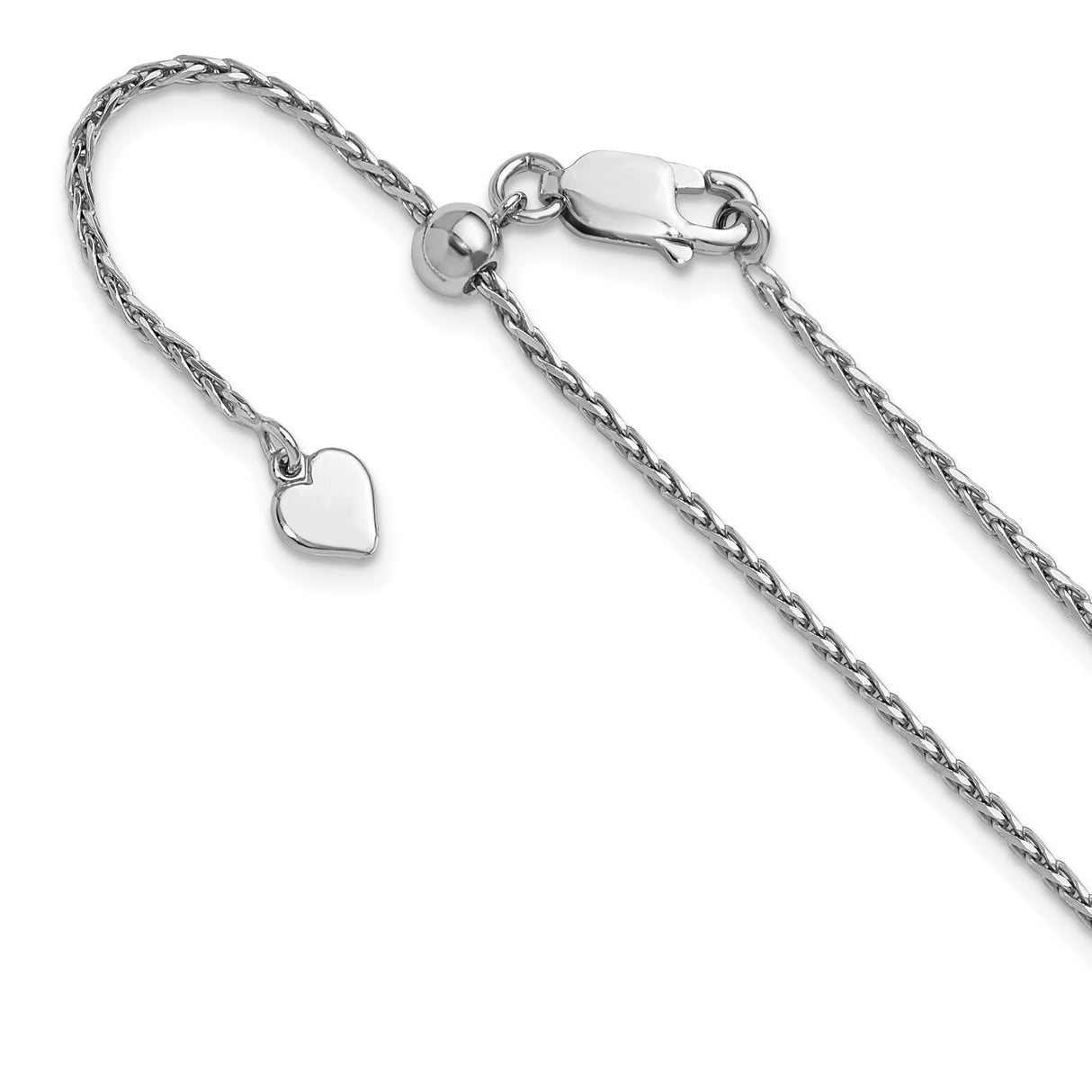 925 White Gold 1.5 mm Polished Chain Necklace detail view