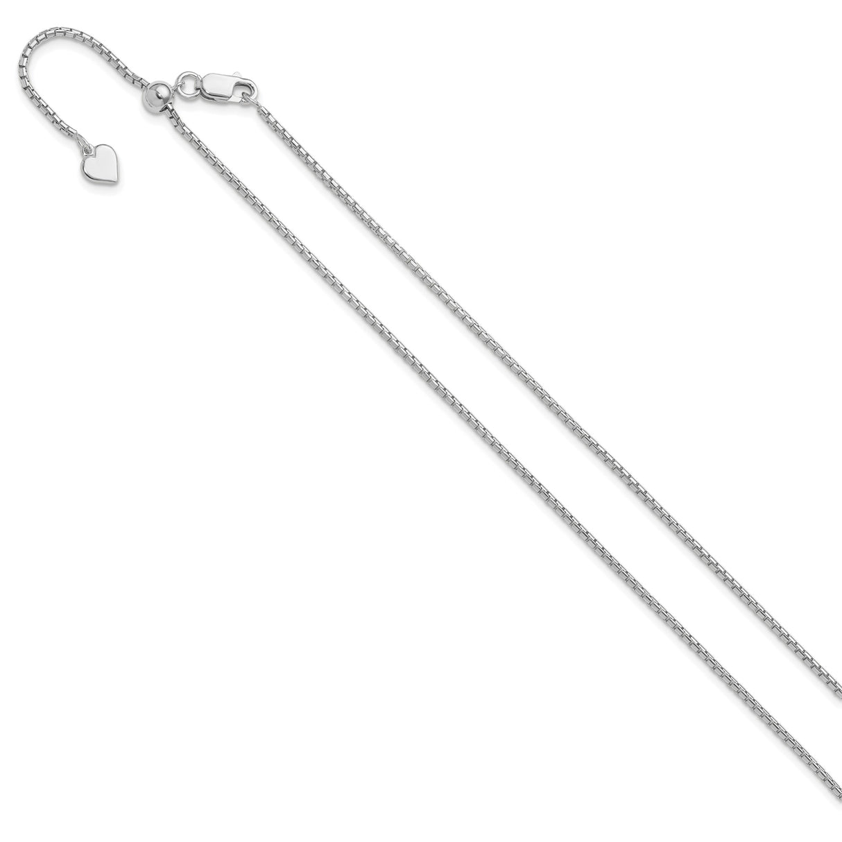 925 White Gold 1.5 mm Box Chain Necklace, Polished