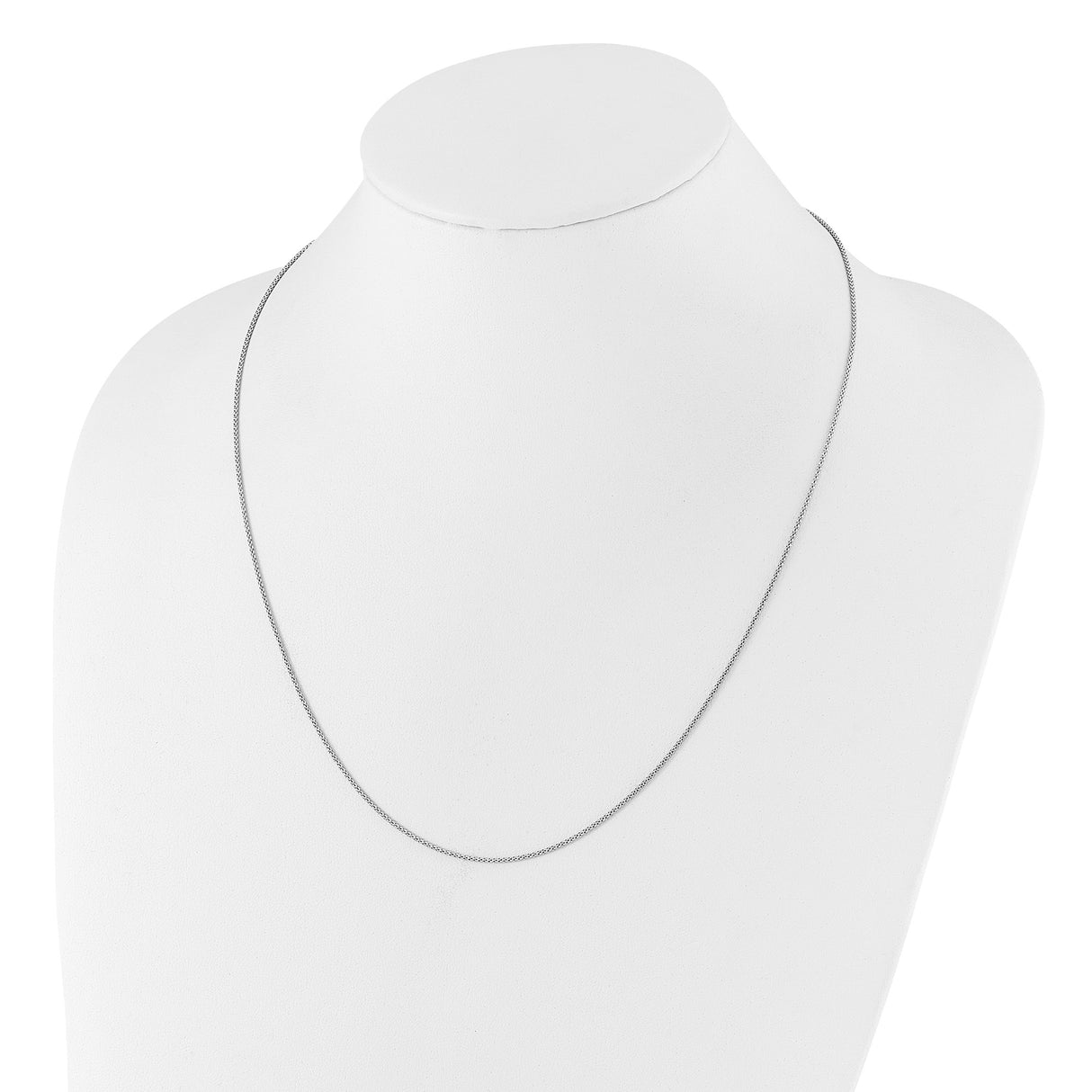 925 White Gold 1.2 mm Polished Chain Necklace detail view