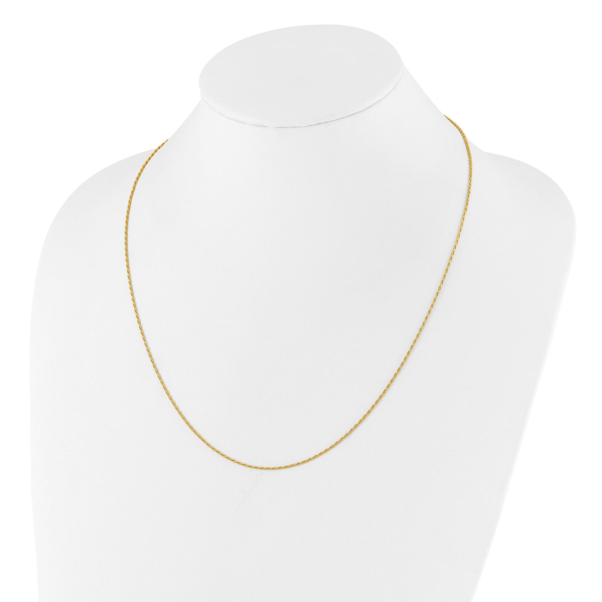 925 Yellow Gold 1.2 mm Rope Chain Necklace, Polished detail view