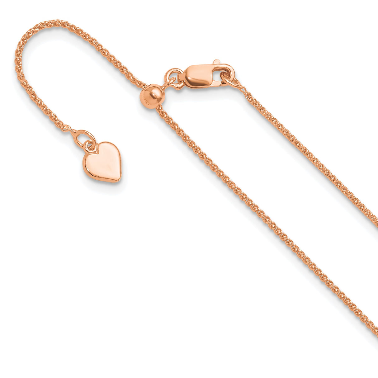 925 Rose Gold 1 mm Polished Chain Necklace detail view