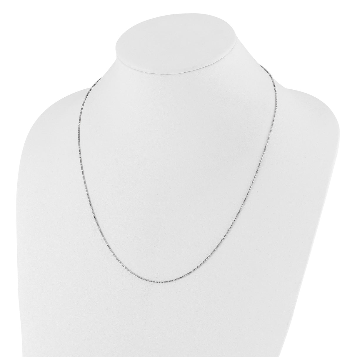 925 White Gold 1.1 mm Polished Chain Necklace detail view