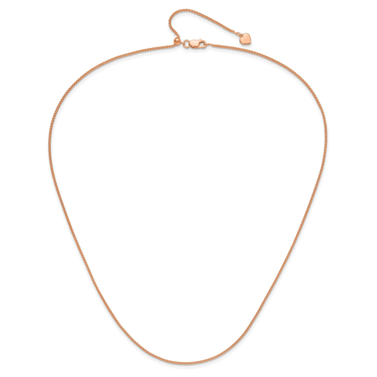 925 Rose Gold 1.3 mm Polished Chain Necklace alternate angle