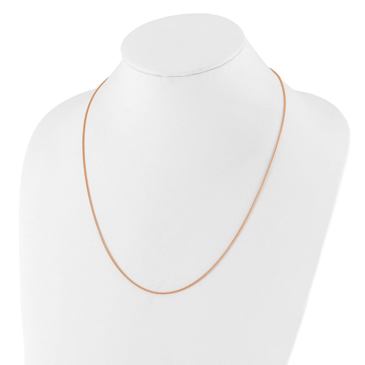 925 Rose Gold 1.3 mm Polished Chain Necklace detail view