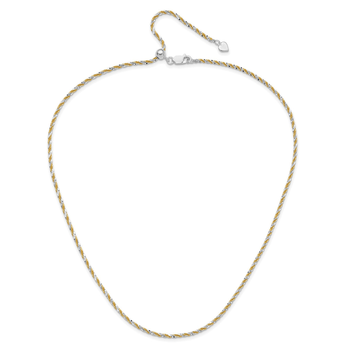 925 White Gold 2 mm Polished Chain Necklace alternate angle