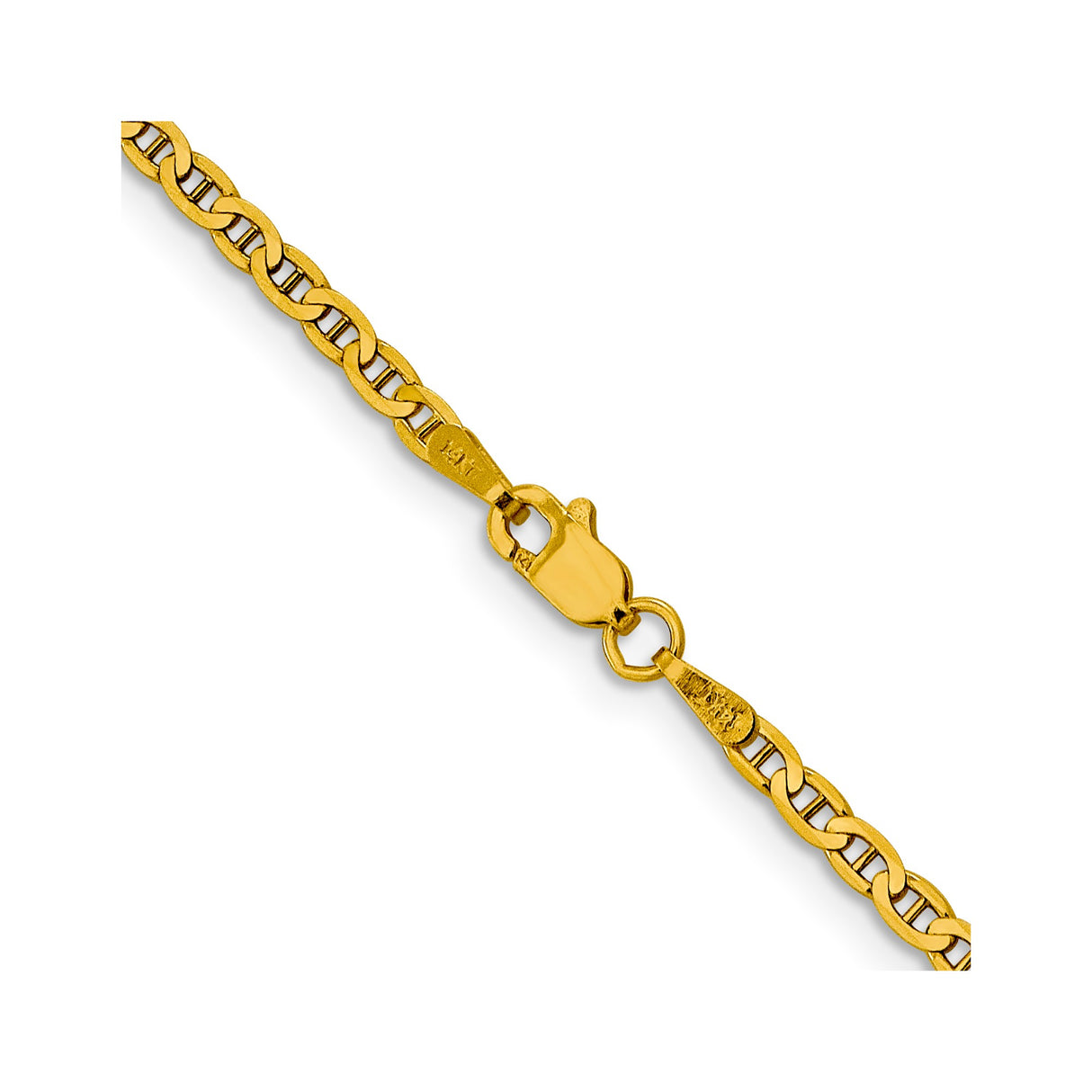14K Yellow Gold 2.4 mm Polished Chain Necklace, Solid alternate angle