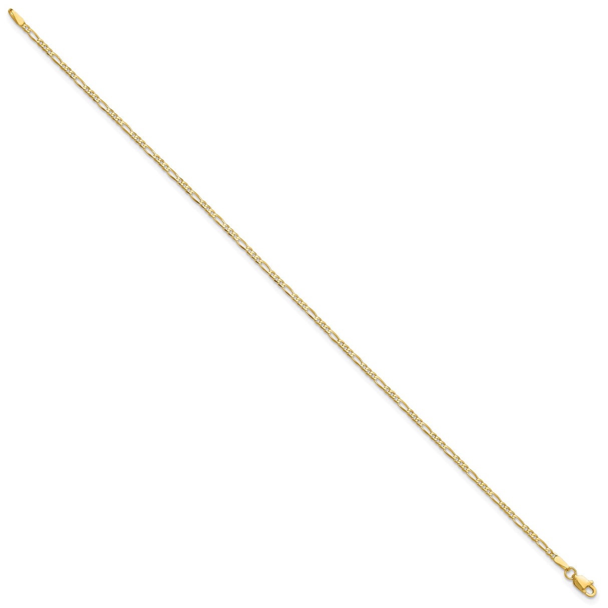 14K Yellow Gold 1.8 mm Figaro Chain Bracelet, Polished alternate angle