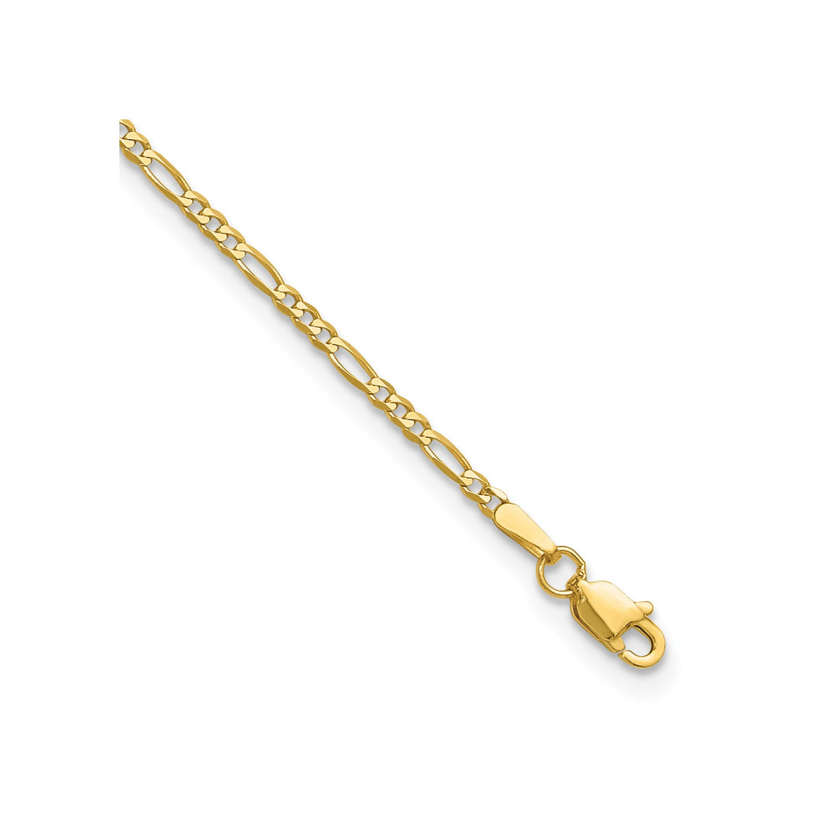 14K Yellow Gold 1.8 mm Figaro Chain Bracelet, Polished detail view