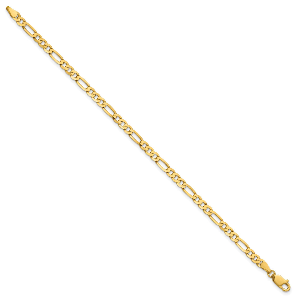 14K Yellow Gold 4 mm Figaro Chain Anklet, Polished