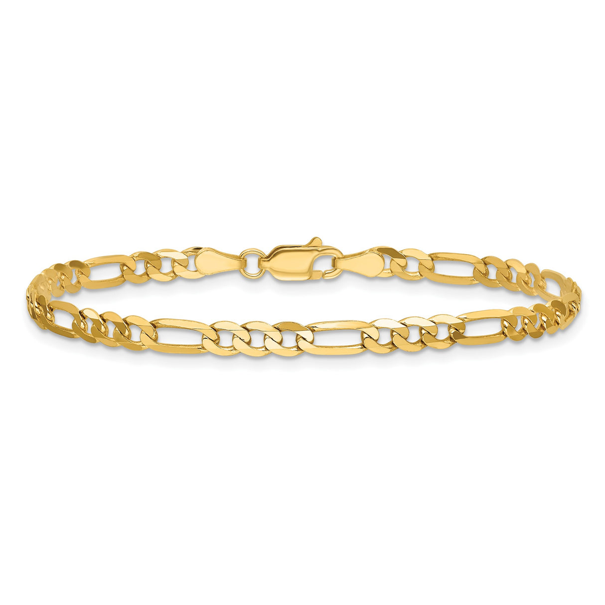14K Yellow Gold 4 mm Figaro Chain Bracelet, Polished alternate angle