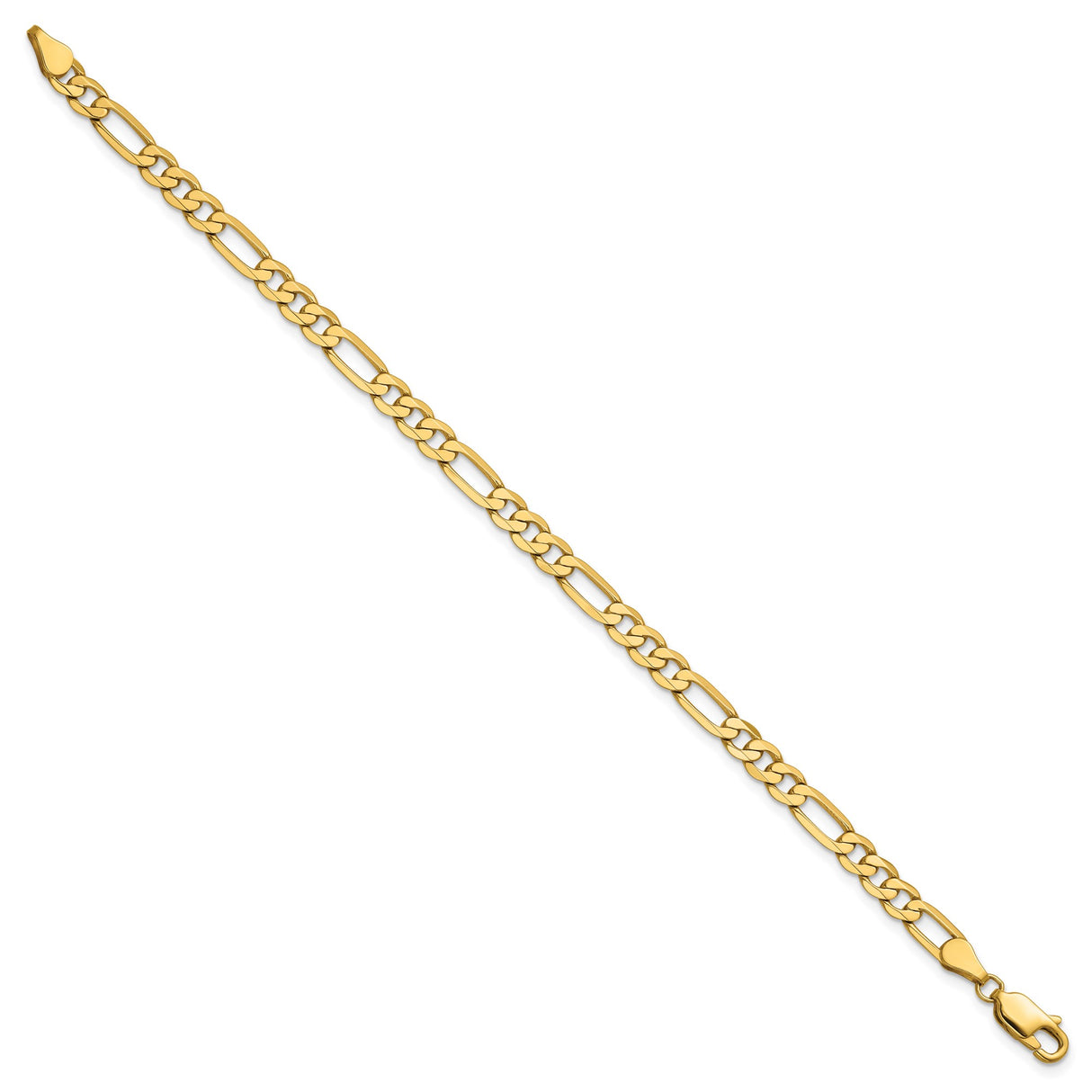 14K Yellow Gold 4.75 mm Figaro Chain Anklet, Polished