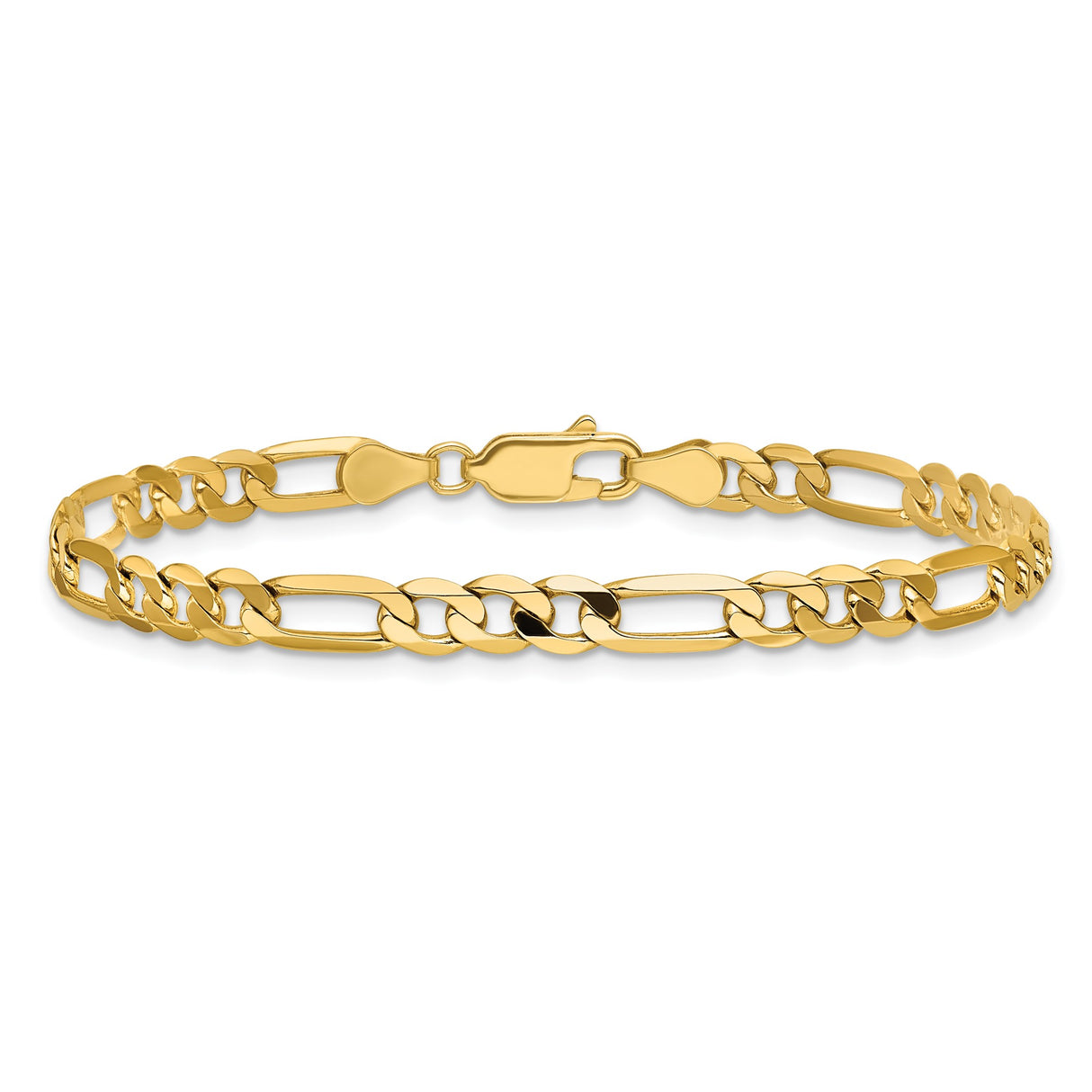 14K Yellow Gold 4.75 mm Figaro Chain Anklet, Polished alternate angle