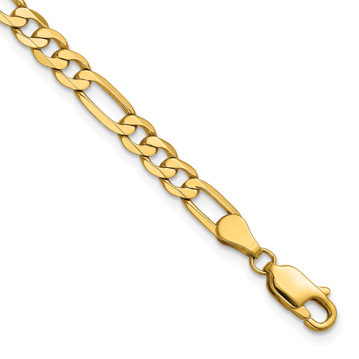 14K Yellow Gold 4.75 mm Figaro Chain Bracelet, Polished detail view
