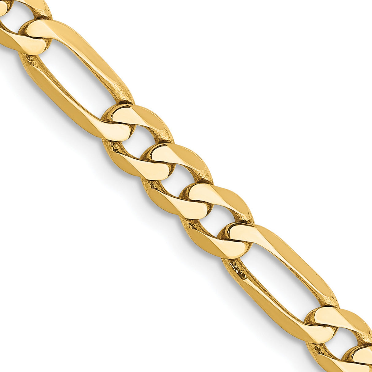 14K Yellow Gold 4.75 mm Figaro Chain Necklace, Polished detail view