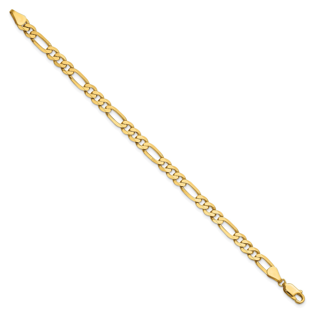 14K Yellow Gold 5.25 mm Figaro Chain Anklet, Polished