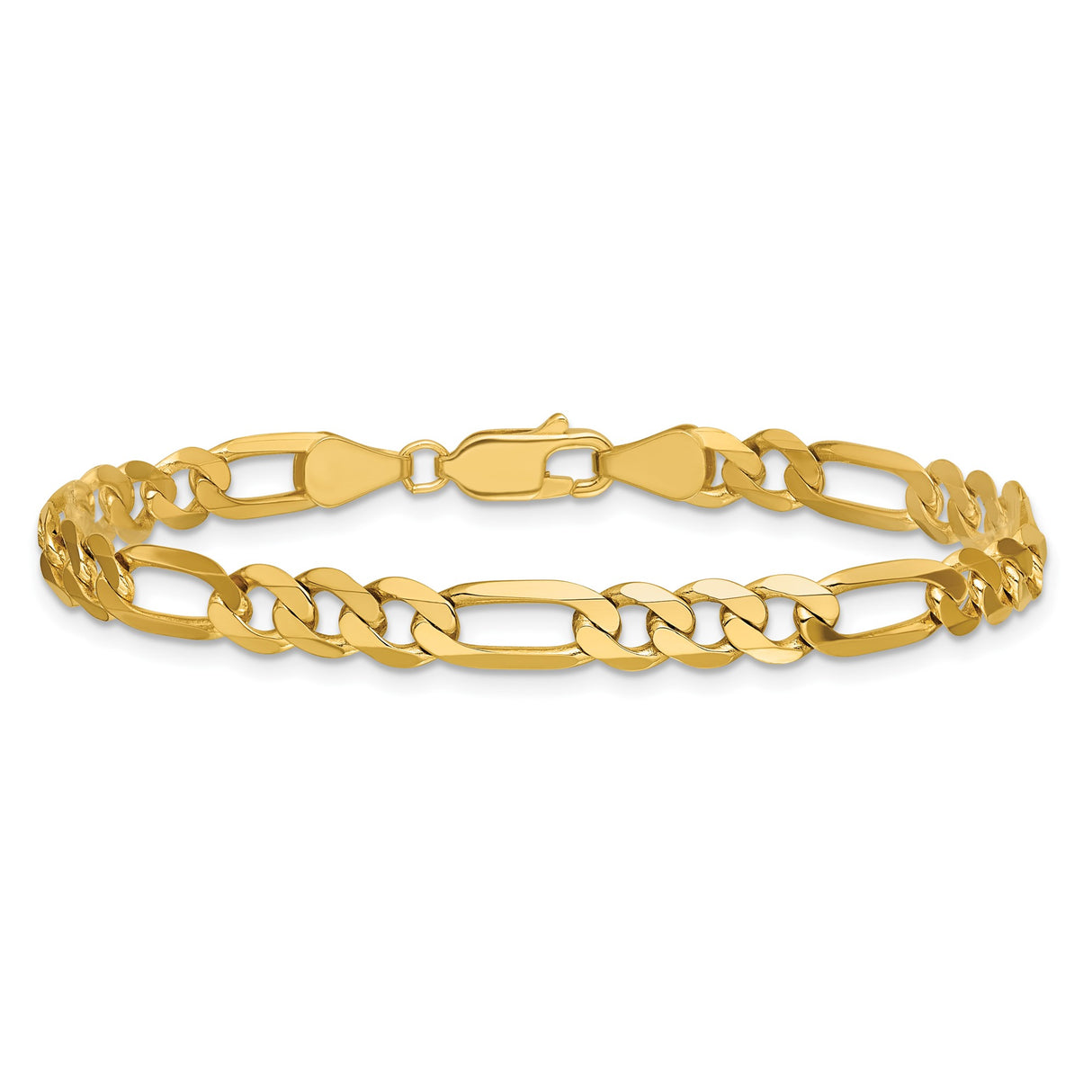 14K Yellow Gold 5.25 mm Figaro Chain Bracelet, Polished alternate angle