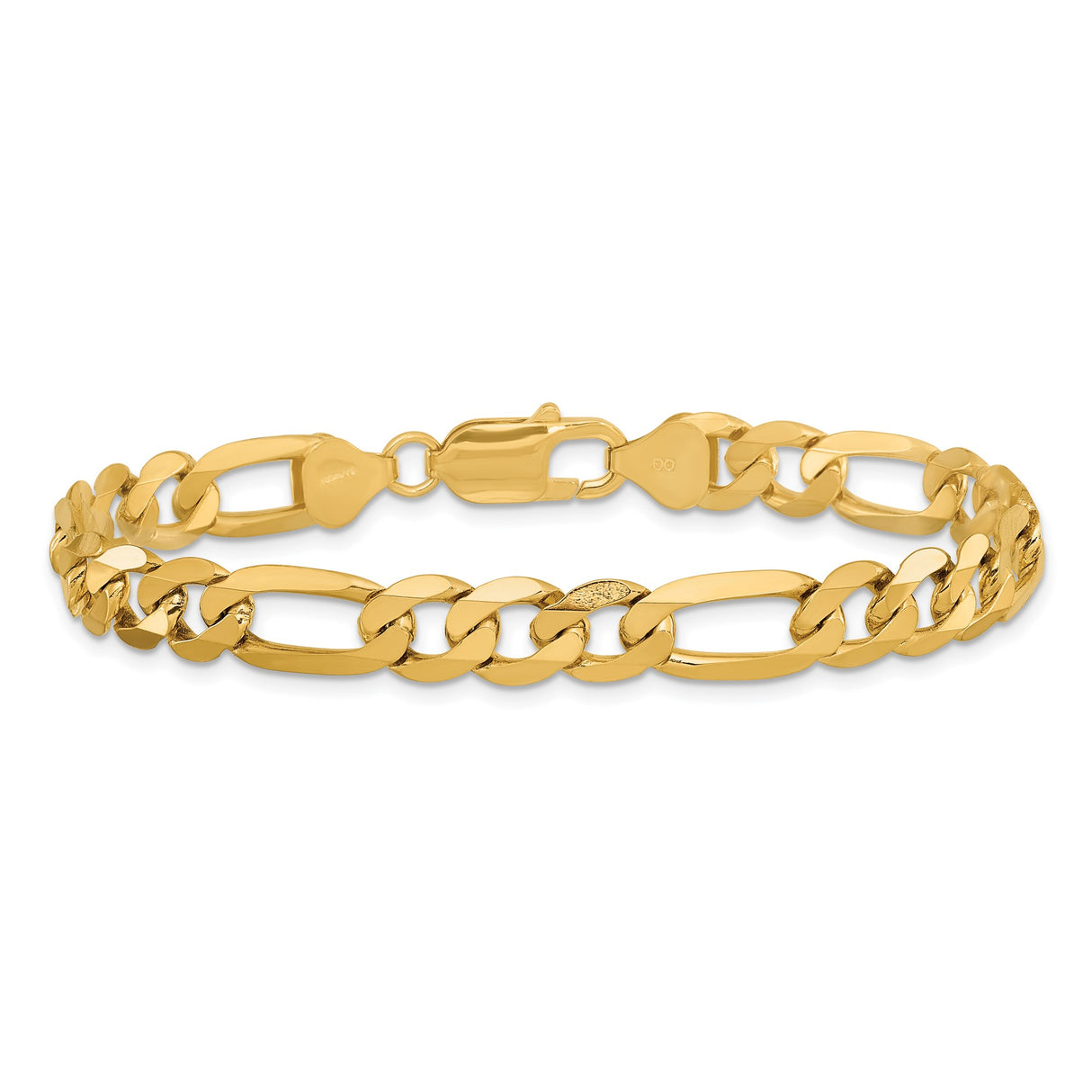 14K Yellow Gold 7.5 mm Figaro Chain Bracelet, Polished