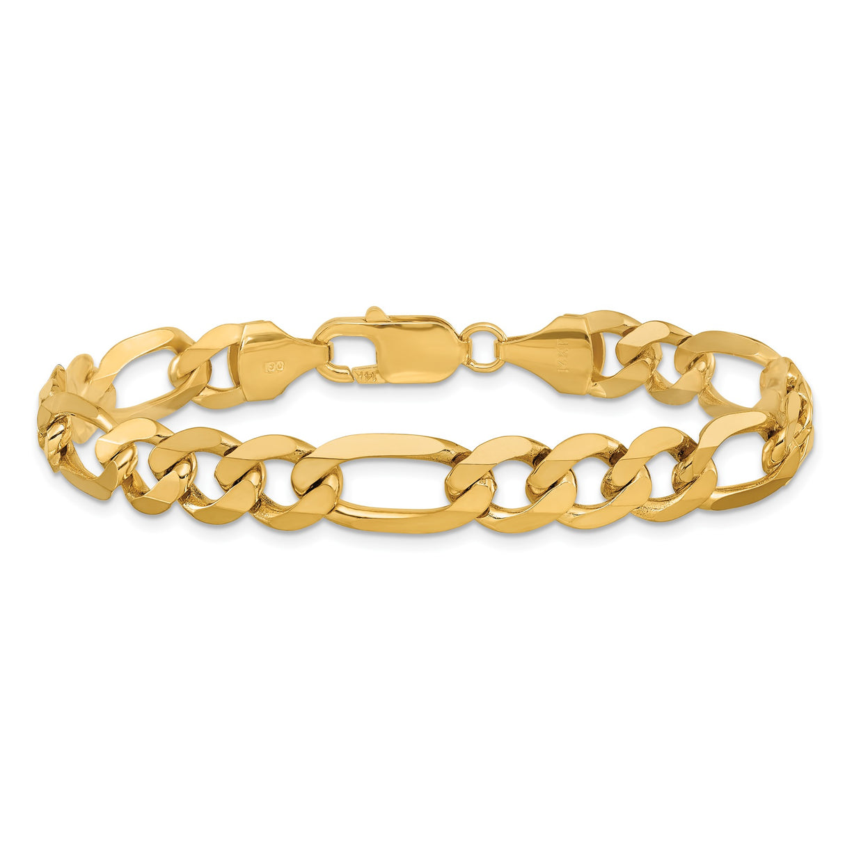 14K Yellow Gold 8.75 mm Figaro Chain Bracelet, Polished
