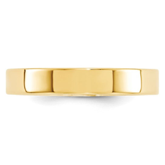 Solid 14K Yellow Gold Flat Wedding Band, Comfort Fit, 4mm Width