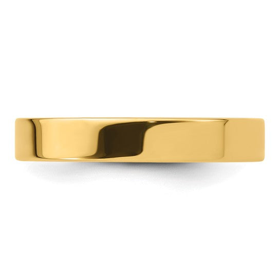 Solid 14K Yellow Gold Flat Wedding Band, Comfort Fit, 4mm Width