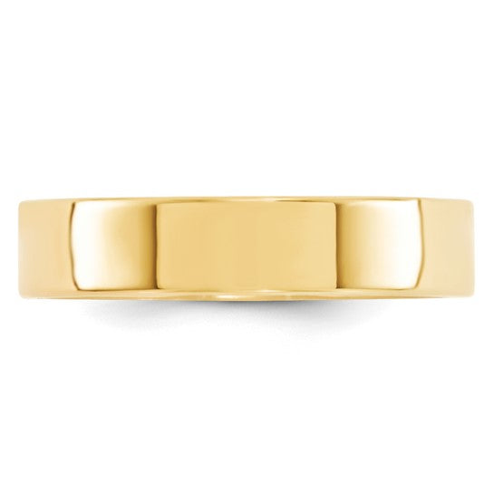 14K Yellow Gold Flat Wedding Band, Solid Comfort Fit, 5 Mm Wide, No Stone Classic Ring
