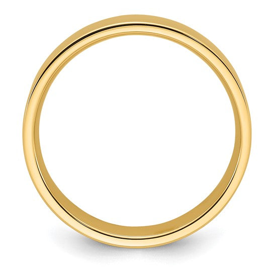 14k Yellow Gold Flat Wedding Band, Comfort Fit, Solid 6 mm Wide, High Polish