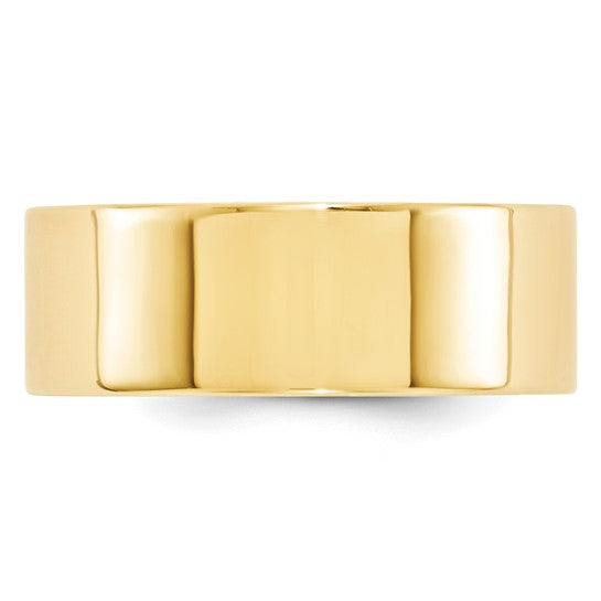 14K Yellow Gold Flat Wedding Band, 8mm Comfort-Fit, Solid Ring for Everyday Sophistication