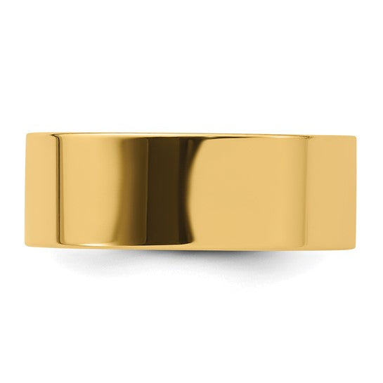 14K Yellow Gold Flat Wedding Band, 8mm Comfort-Fit, Solid Ring for Everyday Sophistication