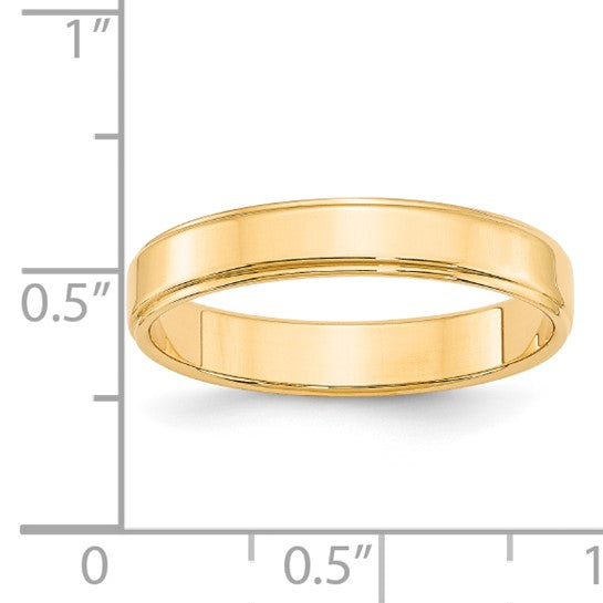 14K Yellow Gold Flat Wedding Band With Step Down Edge 4mm