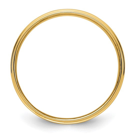 14K Yellow Gold Flat 6mm Solid Wedding Band With Step Down Edges And Polished Finish