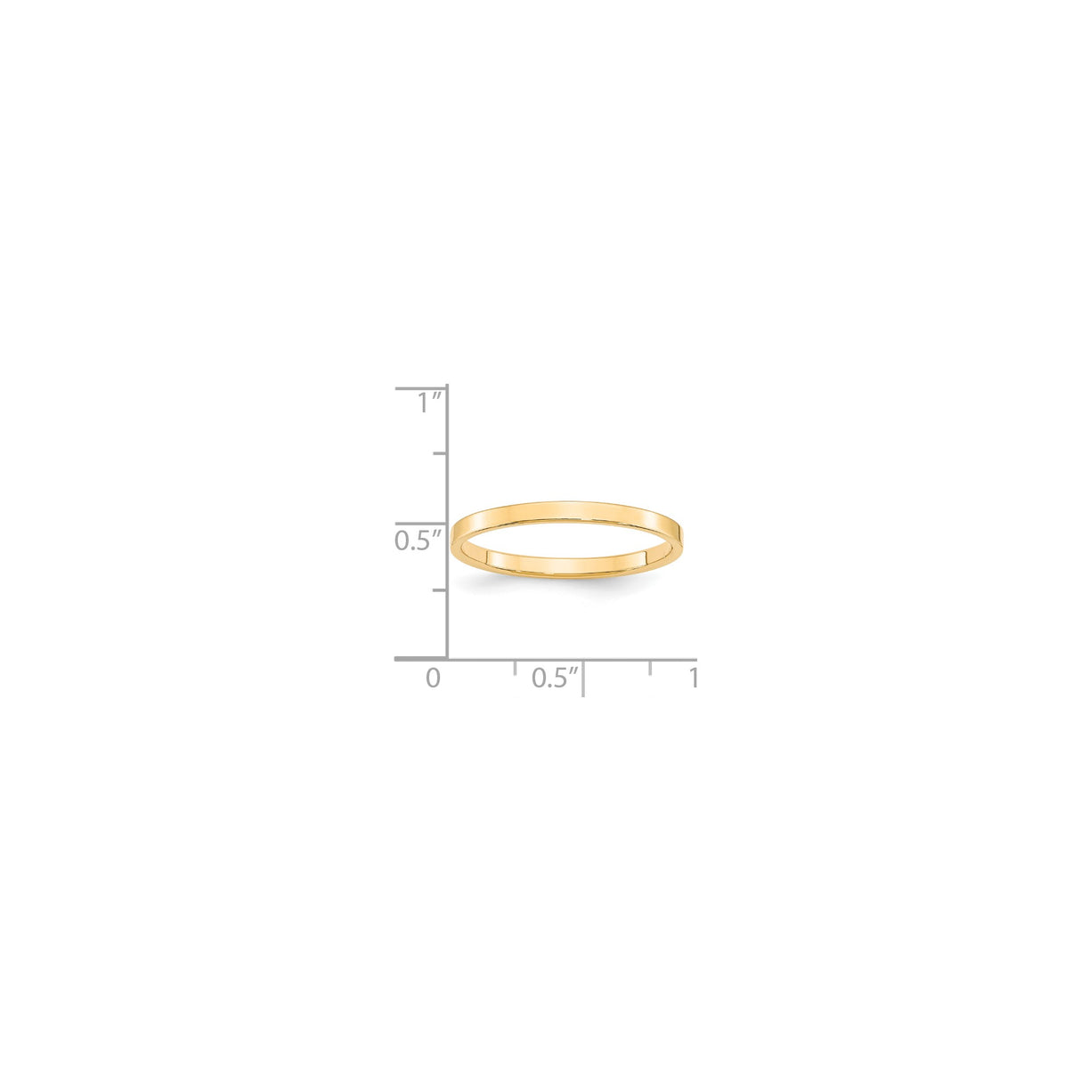 14k Yellow Gold Flat, Lightweight wedding band ring shown for scale