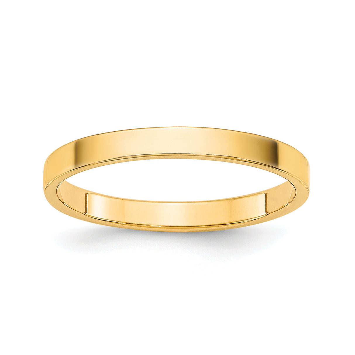 14k Yellow Gold Flat, Lightweight wedding band ring