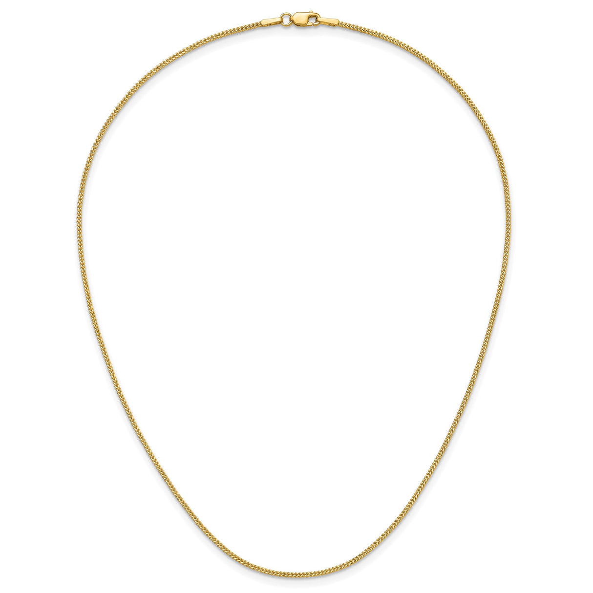 14K Yellow Gold 0.9 mm Franco Chain Necklace, Polished detail view