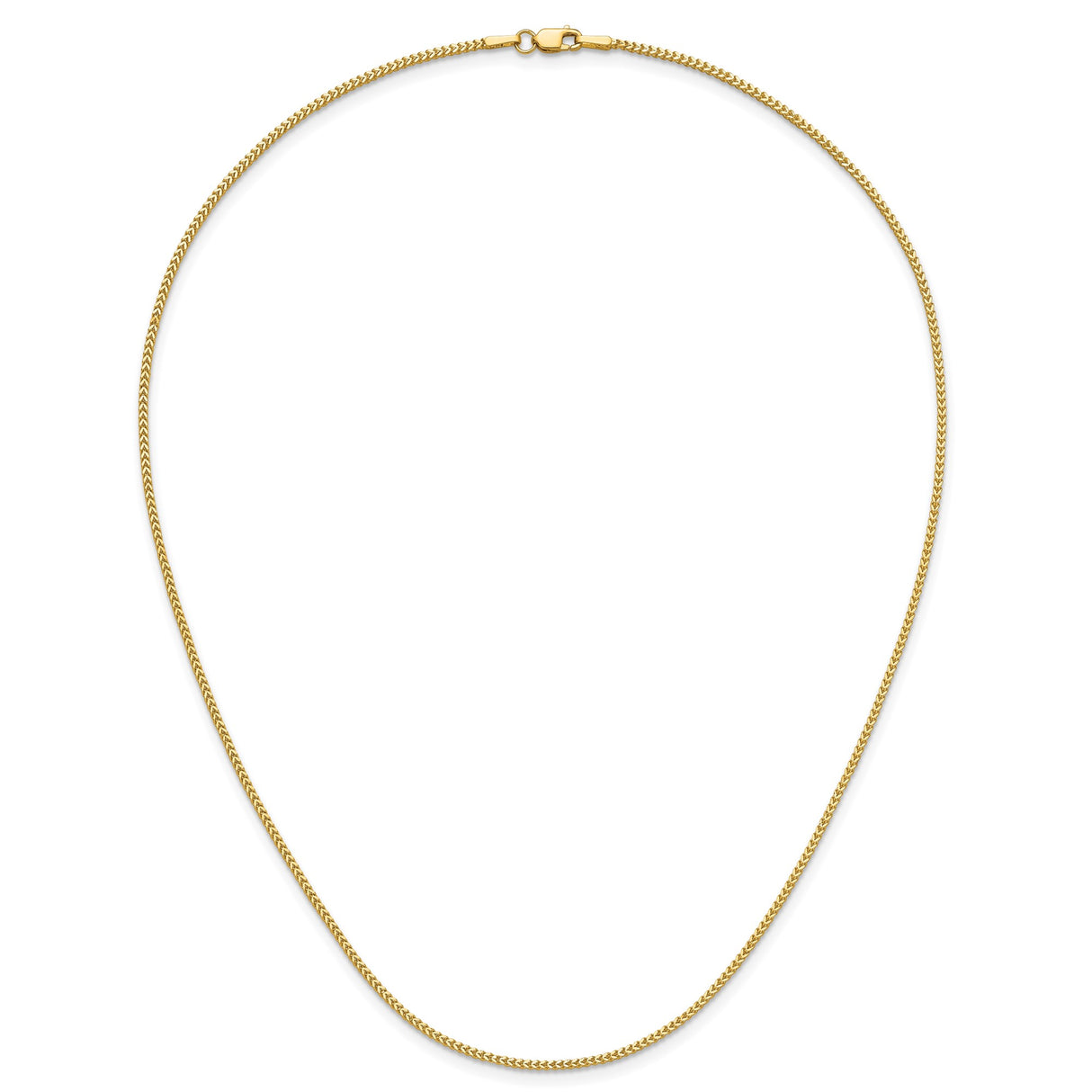 14K Yellow Gold 1 mm Franco Chain Necklace, Polished detail view