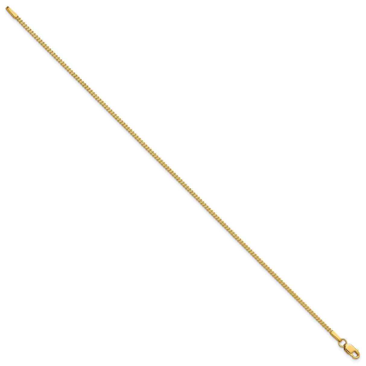 14K Yellow Gold 1 mm Franco Chain Bracelet, Polished alternate angle