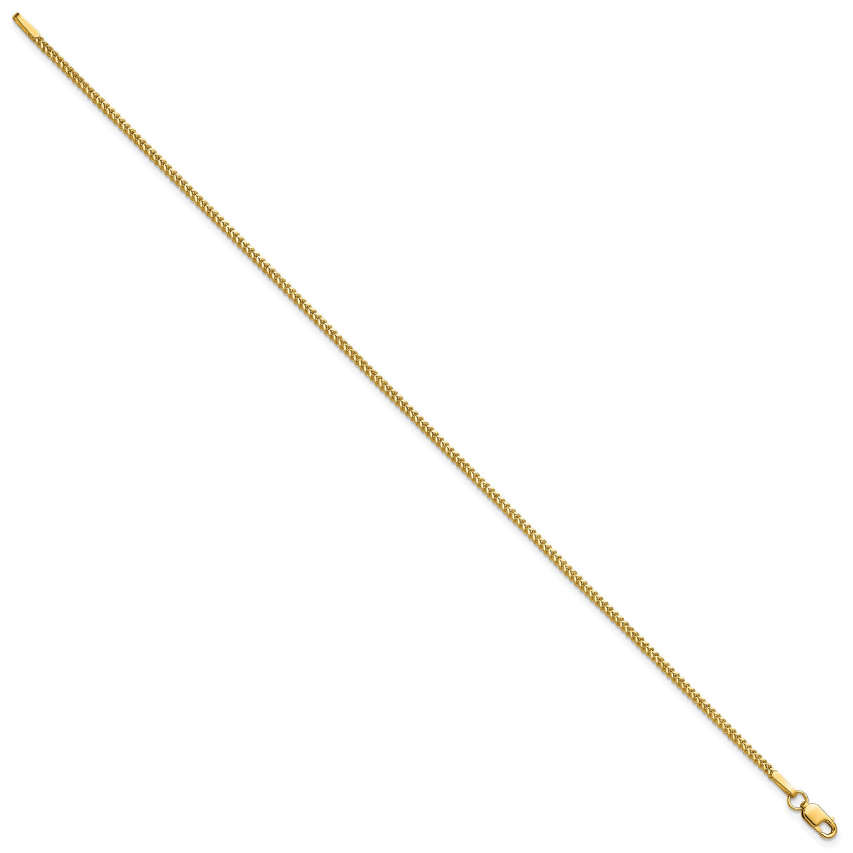14K Yellow Gold 1.3 mm Franco Chain Bracelet, Polished alternate angle