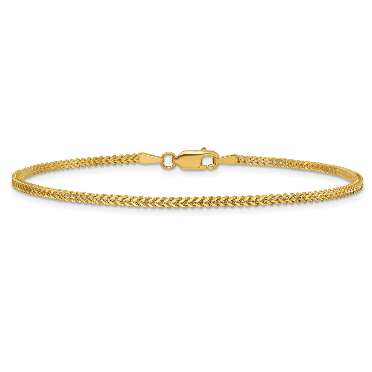 14K Yellow Gold 1.4 mm Franco Chain Bracelet, Polished alternate angle