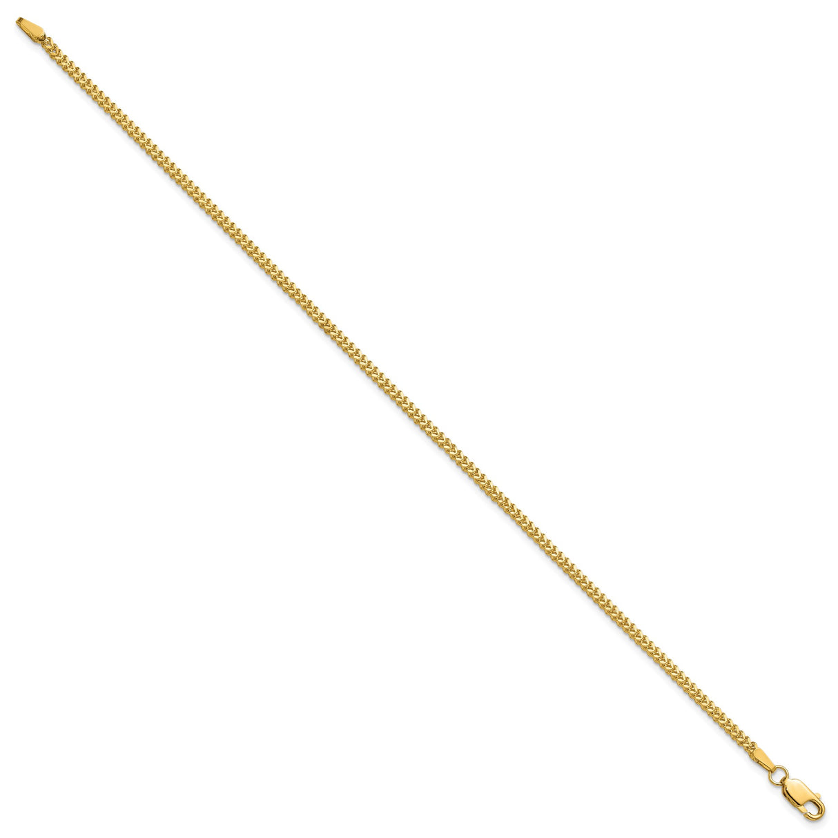 14K Yellow Gold 1.5 mm Franco Chain Bracelet, Polished alternate angle