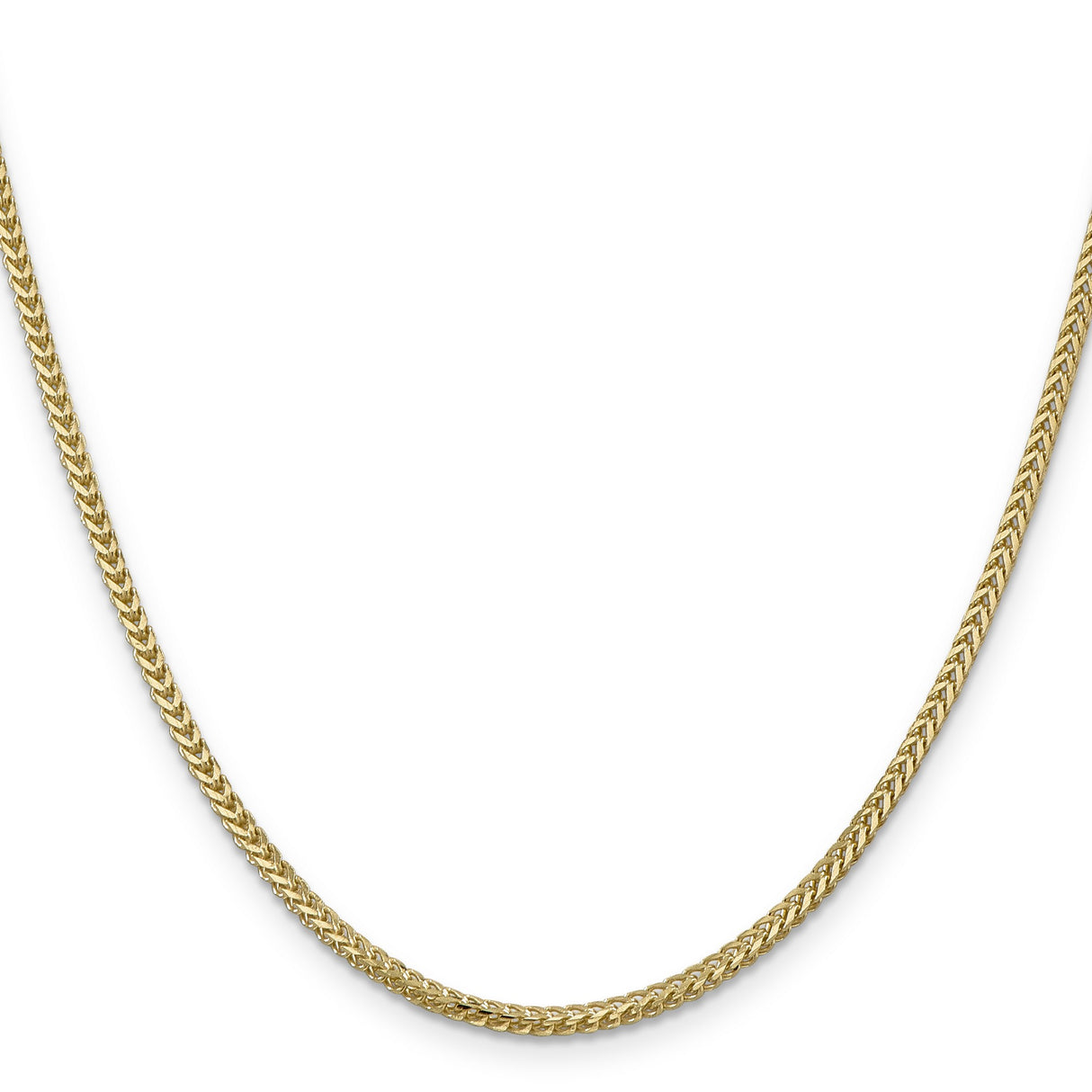 14K Yellow Gold 2 mm Franco Chain Necklace, Polished detail view