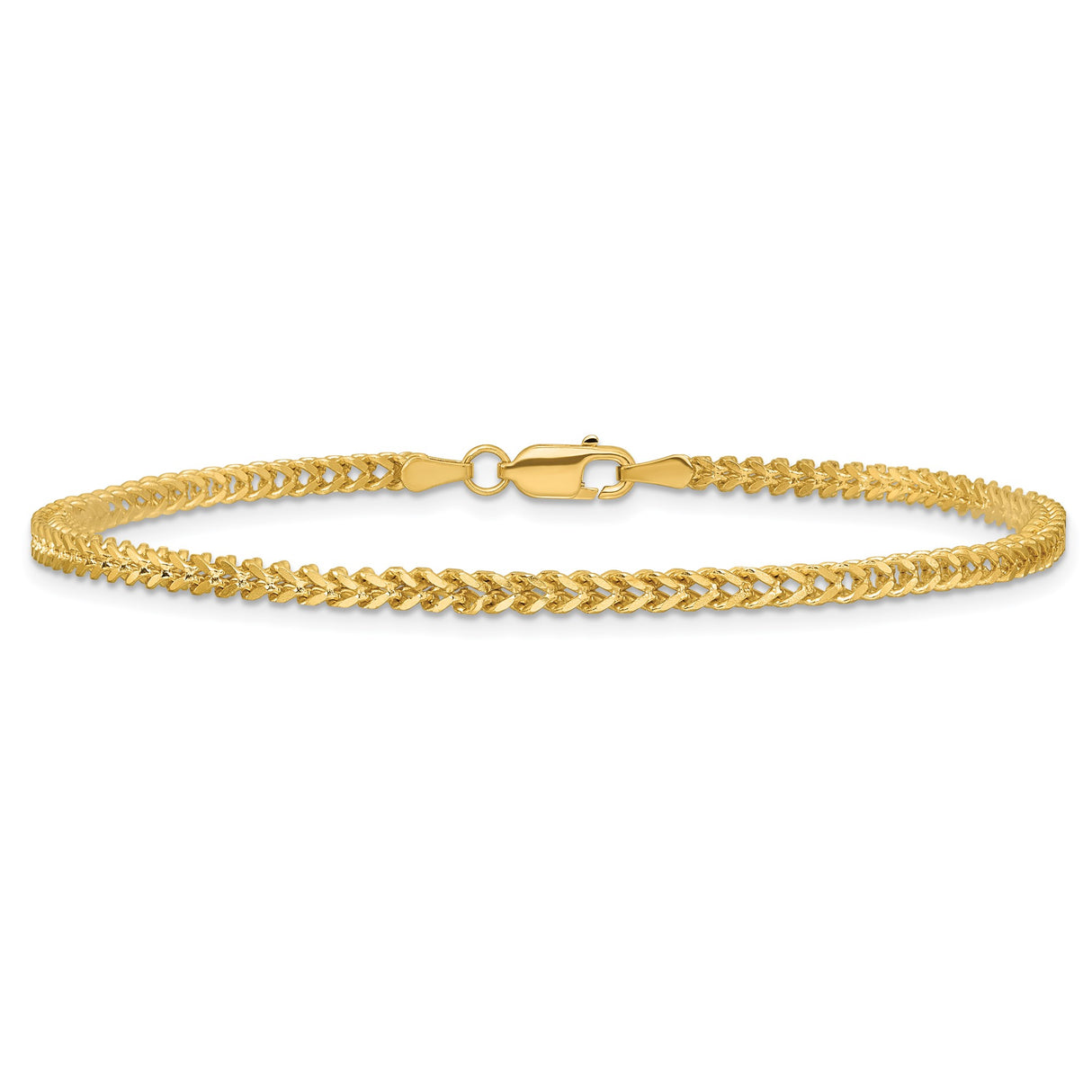 14K Yellow Gold 2 mm Franco Chain Bracelet, Polished alternate angle