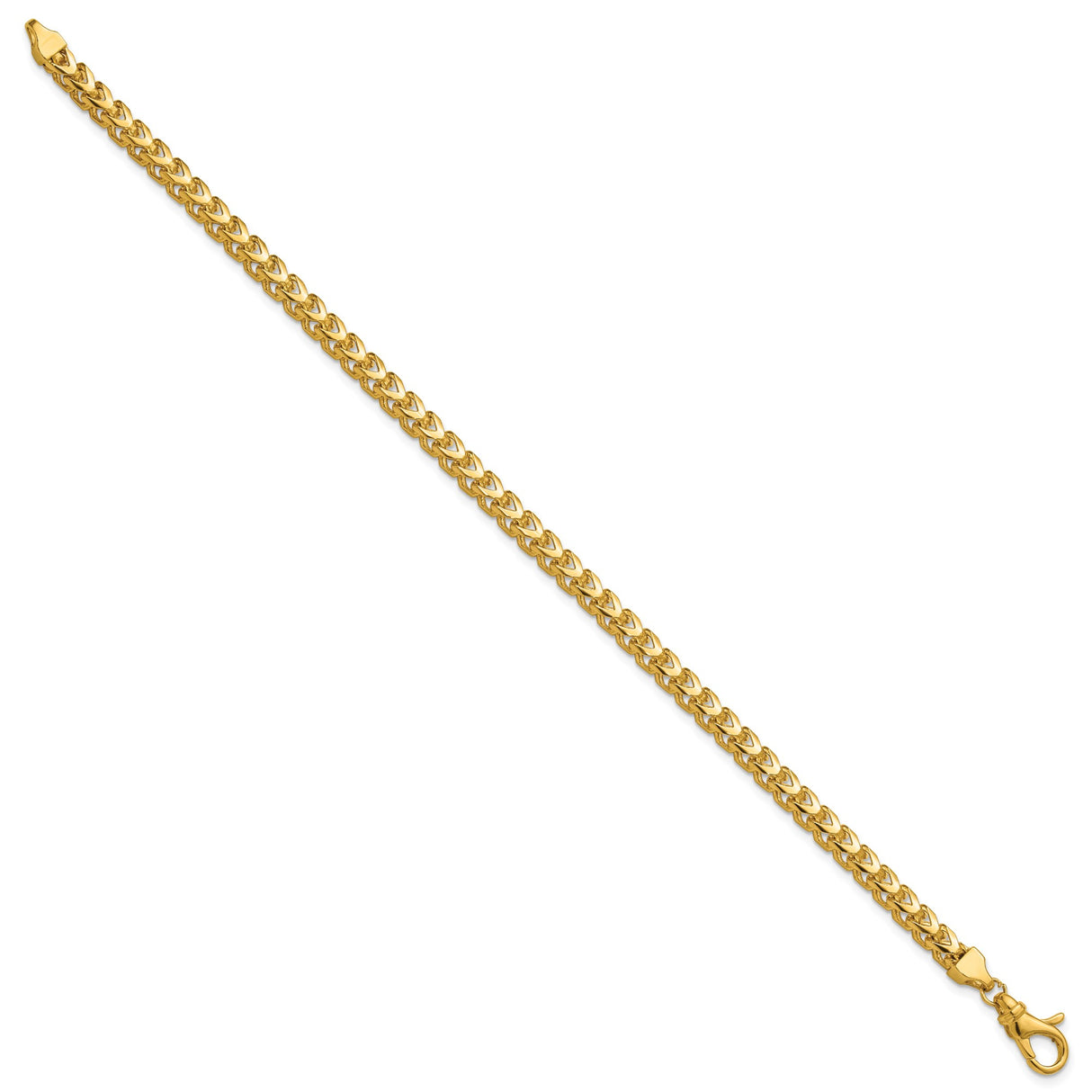 14K Yellow Gold 3.7 mm Franco Chain Anklet, Polished alternate angle