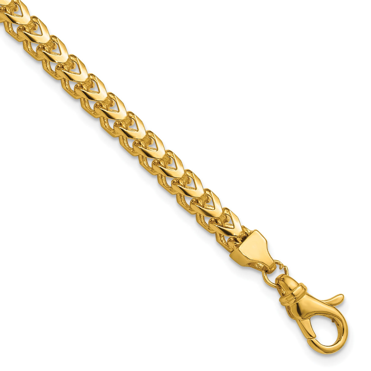 14K Yellow Gold 3.7 mm Franco Chain Anklet, Polished shown for scale