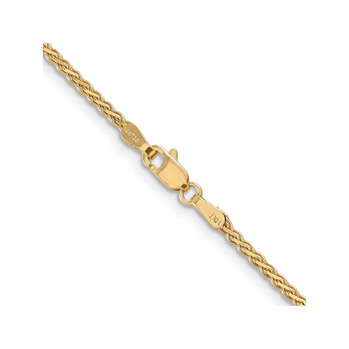 14K Yellow Gold 1.9 mm Polished Chain Necklace, Solid alternate angle