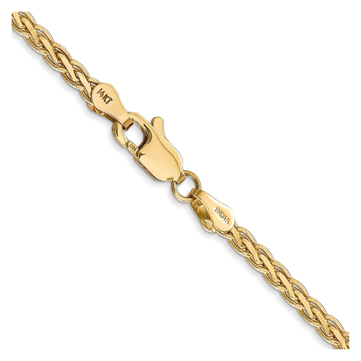14K Yellow Gold 2.8 mm Polished Chain Necklace, Solid alternate angle